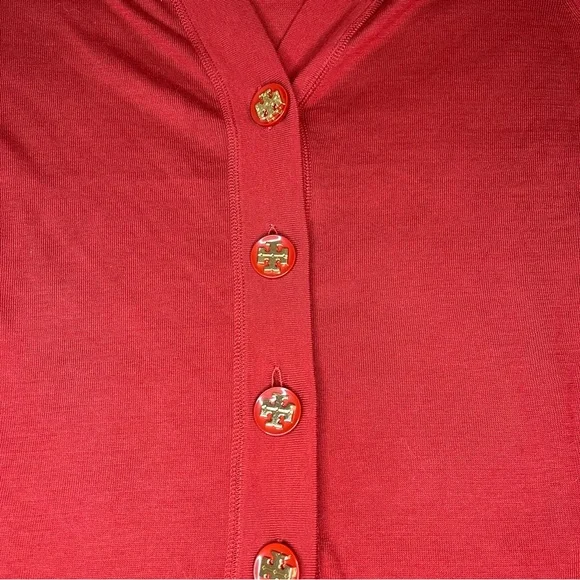 Tory Burch Red Cotton Cardigan Sweater Women's Size S - Picture 5 of 7